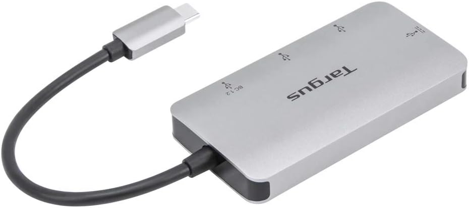 Targus USB-C Multi-Port Hub with 2x USB-A and 2x USB-C Ports with 100W PD Pass-Thru, Gray (ACH228EU