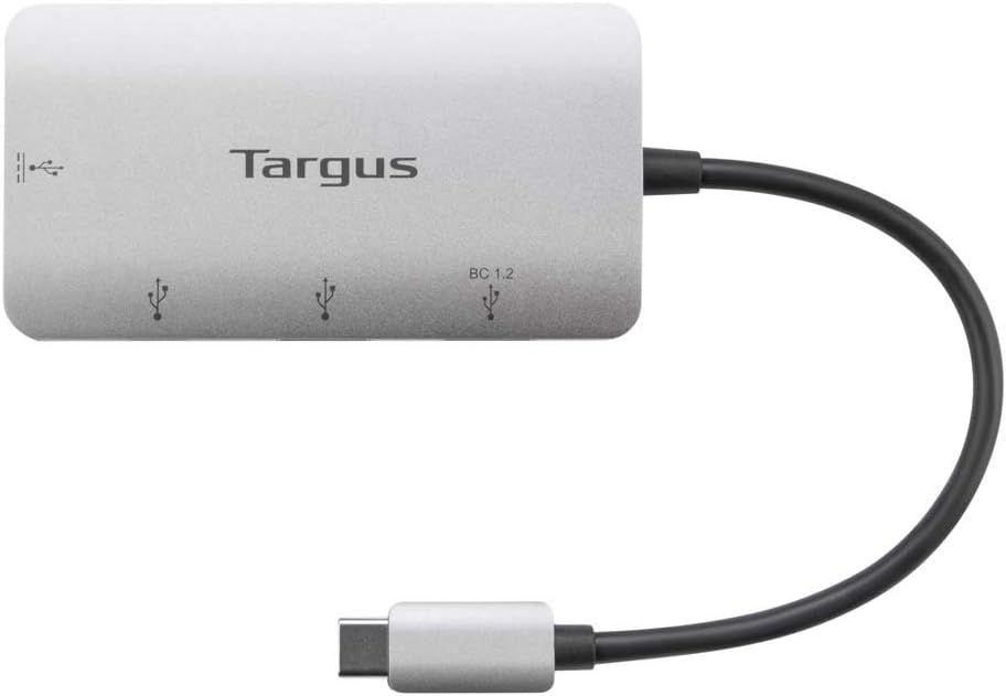 Targus USB-C Multi-Port Hub with 2x USB-A and 2x USB-C Ports with 100W PD Pass-Thru, Gray (ACH228EU