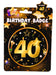 Forum Novelties X81650 40th Birthday Badge | 1pc, Black, Gold