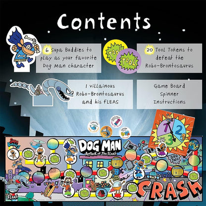 University Games E2:E3Dog Man Attack of the Fleas Board Game | For 2-6 Players 07010 Blue & Dog Man The Hot Dog Card Game | 2-4 Players, Yellow, One Size,07011