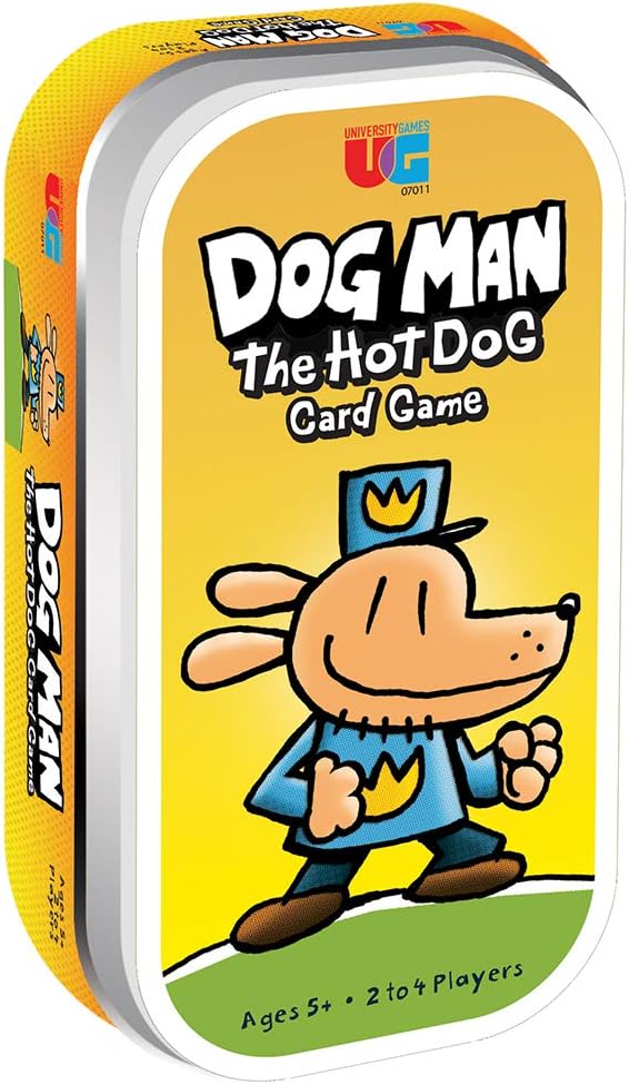 University Games E2:E3Dog Man Attack of the Fleas Board Game | For 2-6 Players 07010 Blue & Dog Man The Hot Dog Card Game | 2-4 Players, Yellow, One Size,07011
