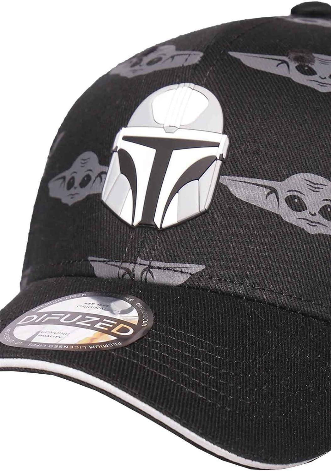 Star Wars The Mandalorian Helmet Patch with Grogu All-Over Print Adjustable Baseball Cap Cranberry