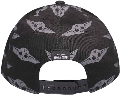 Star Wars The Mandalorian Helmet Patch with Grogu All-Over Print Adjustable Baseball Cap Cranberry