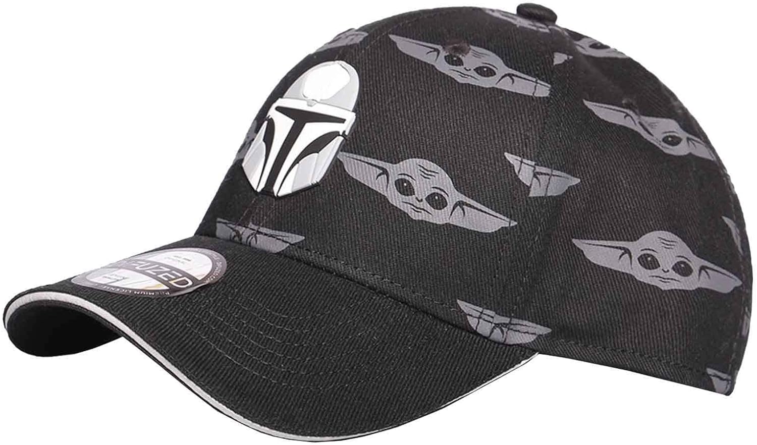 Star Wars The Mandalorian Helmet Patch with Grogu All-Over Print Adjustable Baseball Cap Cranberry