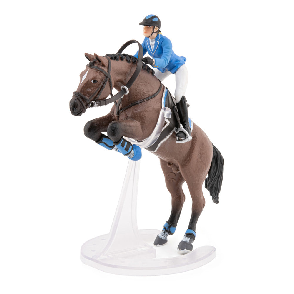 PAPO Horse and Ponies Jumping Horse with Riding Girl Toy Figure, Multi-colour (51560)