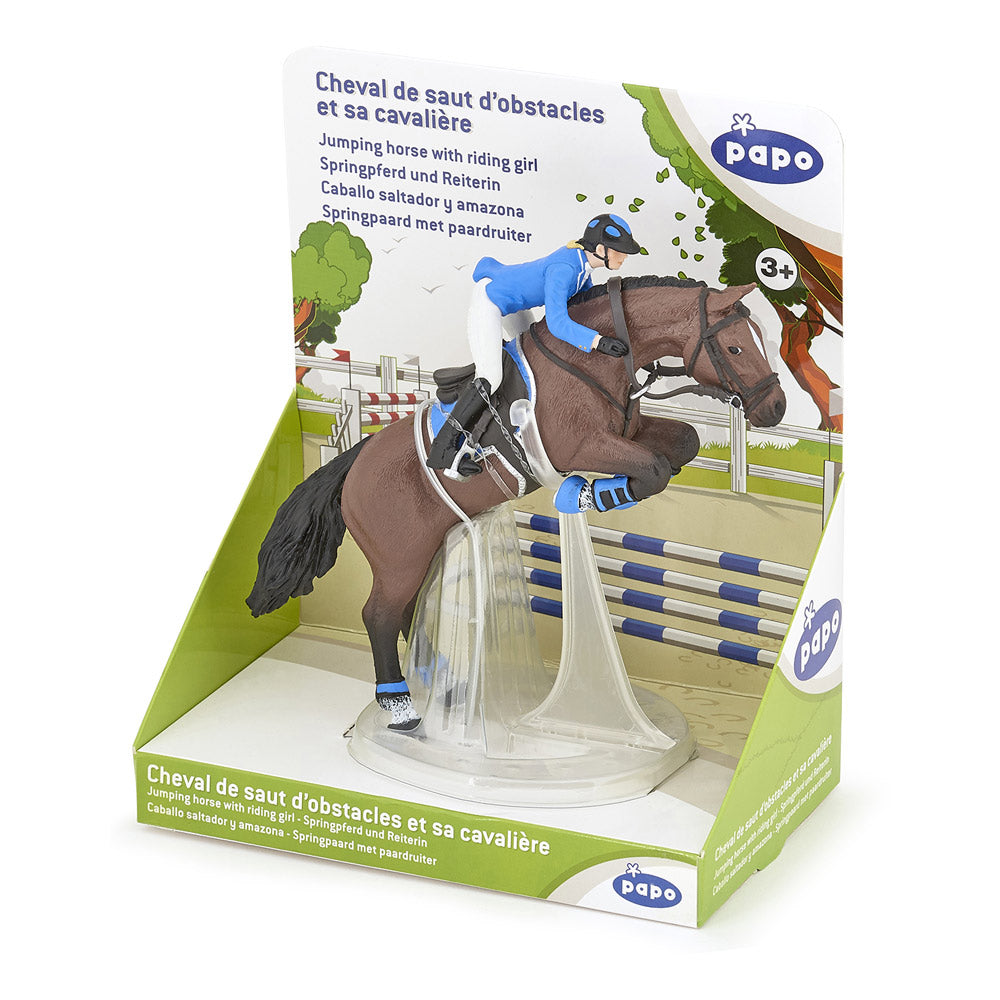 PAPO Horse and Ponies Jumping Horse with Riding Girl Toy Figure, Multi-colour (51560)