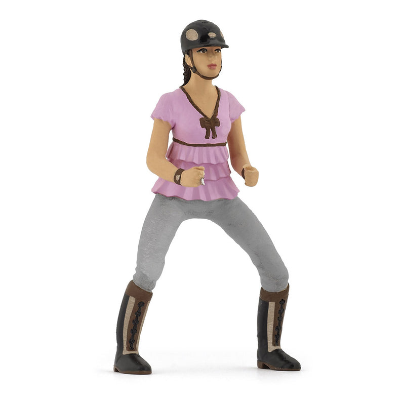 PAPO -Handbemalt - Figuren -Pferd, Fohlen und Ponys -Reiterin Fashion rosa-52006-Sammelbar-Für Kinder - Geeignet für Jungen und Mädchen - Ab 3 Jahren