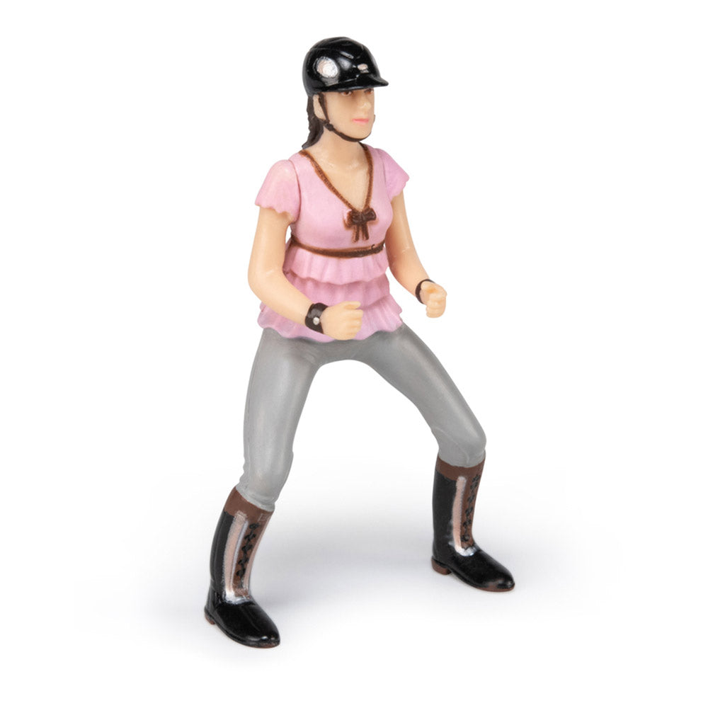 PAPO -Handbemalt - Figuren -Pferd, Fohlen und Ponys -Reiterin Fashion rosa-52006-Sammelbar-Für Kinder - Geeignet für Jungen und Mädchen - Ab 3 Jahren