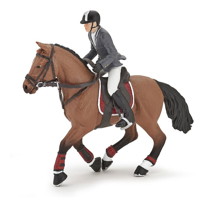 PAPO Horse and Ponies Competition Horse with Rider Toy Figure, Multi-colour (51561)