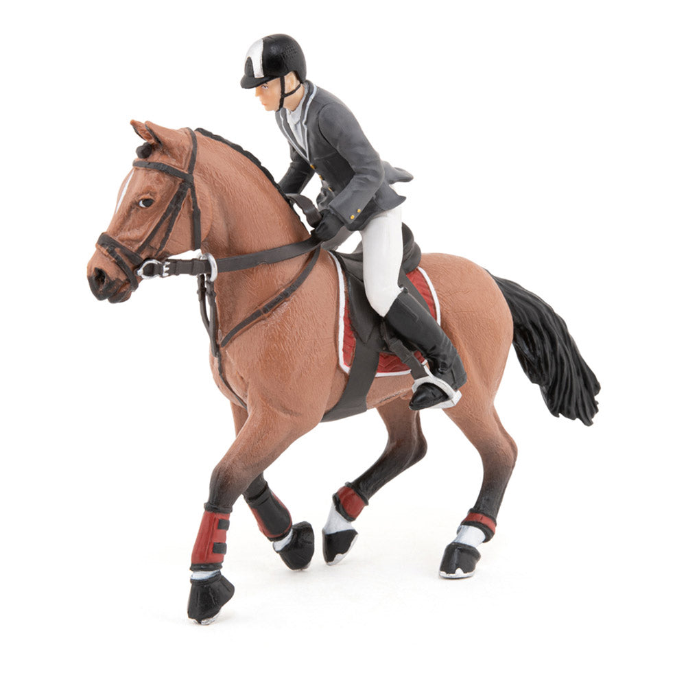 PAPO Horse and Ponies Competition Horse with Rider Toy Figure, Multi-colour (51561)