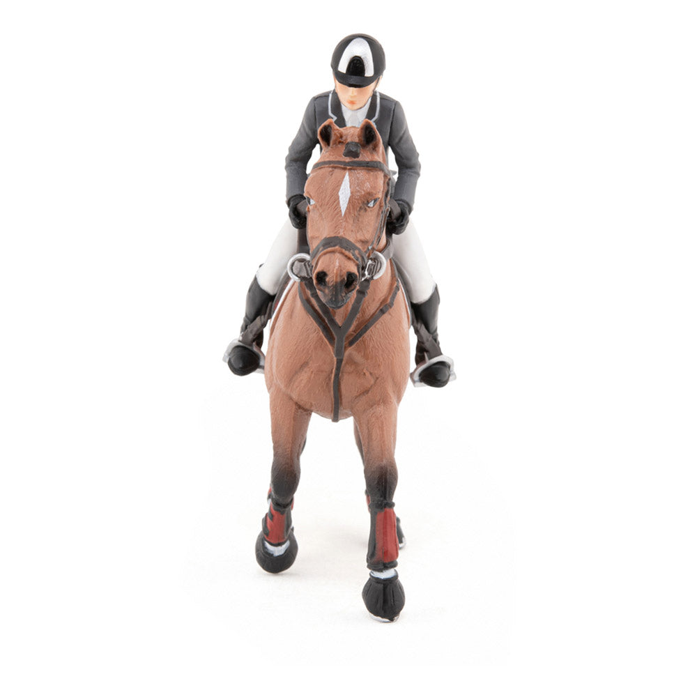 PAPO Horse and Ponies Competition Horse with Rider Toy Figure, Multi-colour (51561)