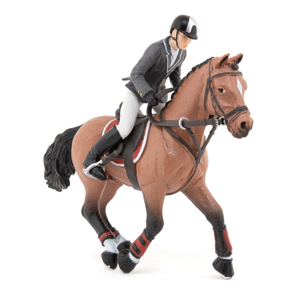 PAPO Horse and Ponies Competition Horse with Rider Toy Figure, Multi-colour (51561)