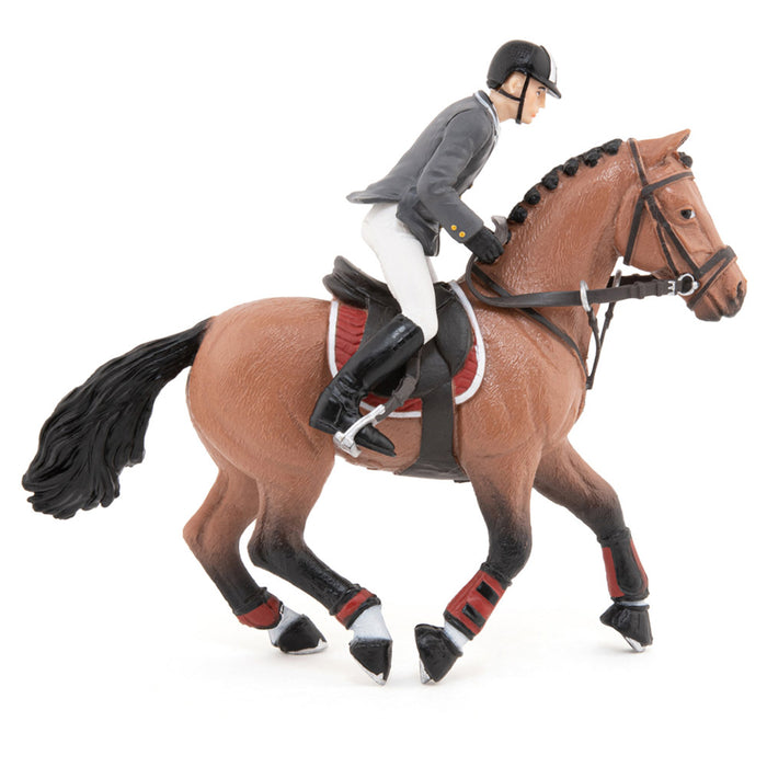 PAPO Horse and Ponies Competition Horse with Rider Toy Figure, Multi-colour (51561)