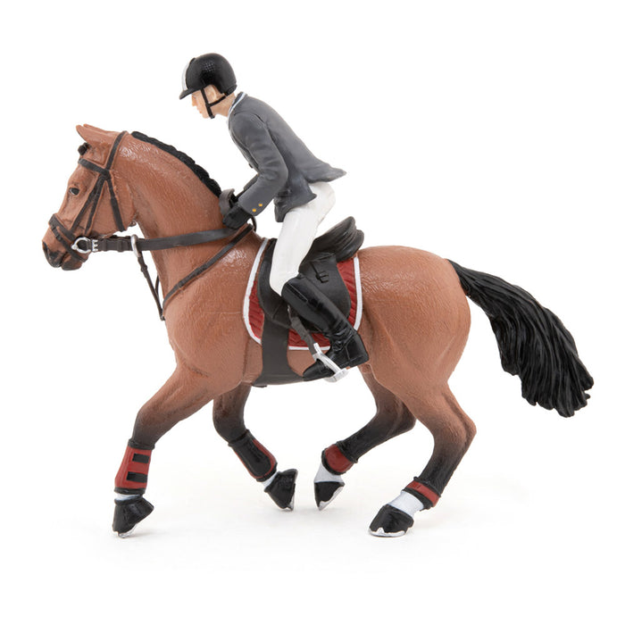 PAPO Horse and Ponies Competition Horse with Rider Toy Figure, Multi-colour (51561)
