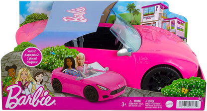 Barbie Convertible 2-Seater Vehicle, Pink Car with Rolling Wheels & Realistic Details, Gift for 3+ & Chelsea Travel Doll, Blonde, With Puppy, Carrier & Accessories, For 3 To 7 Year Olds, FWV20