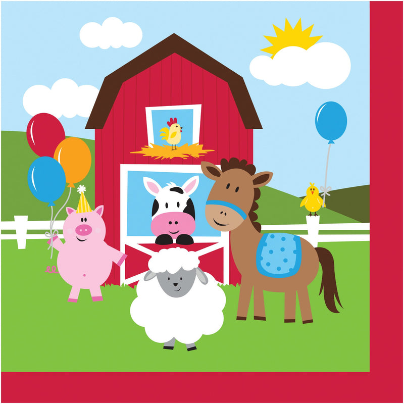 Farm Animals Lunch Napkins - 18 Pcs