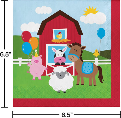 Farm Animals Lunch Napkins - 18 Pcs