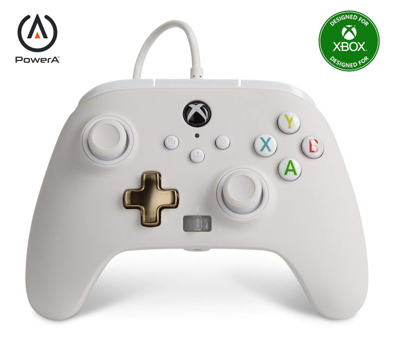 PowerA Enhanced Wired Controller for Xbox - Mist, White, gamepad, wired video game controller, gaming controller, Xbox Series X|S (Xbox Series X