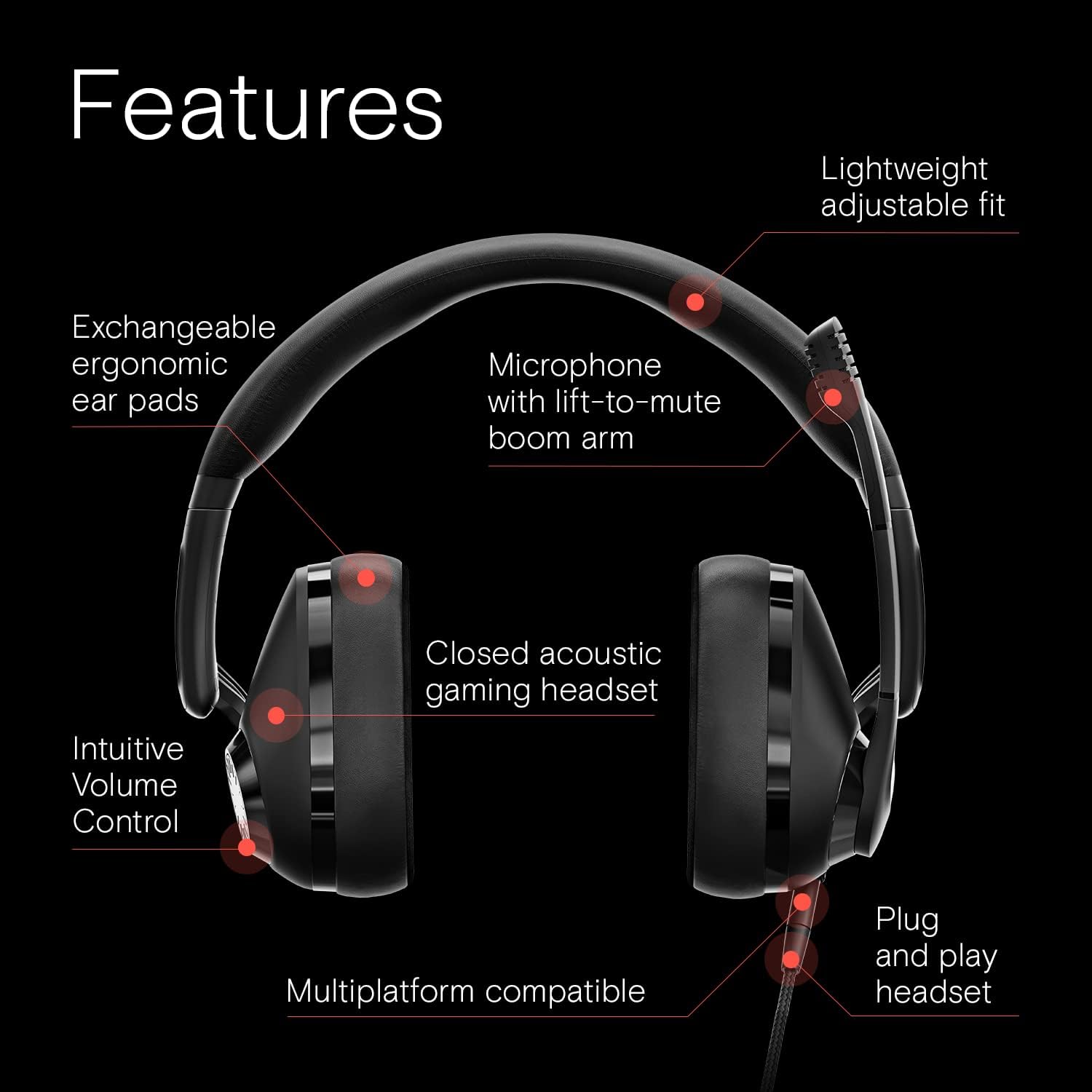 EPOS H3 Closed Acoustic Gaming Headset with Noise-Cancelling Microphone - Plug & Play Audio - Around the Ear - Adjustable, Ergonomic - for PC, Mac, PS4, PS5, Switch, Xbox - Onyx Black