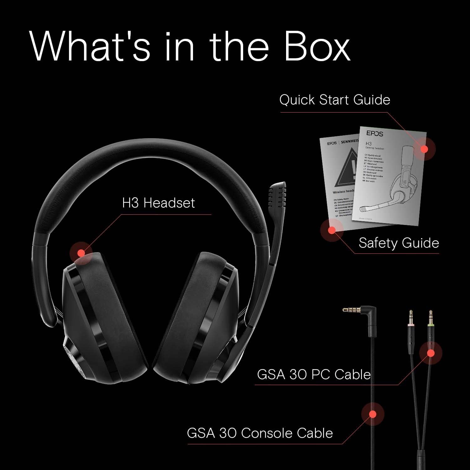 EPOS H3 Closed Acoustic Gaming Headset with Noise-Cancelling Microphone - Plug & Play Audio - Around the Ear - Adjustable, Ergonomic - for PC, Mac, PS4, PS5, Switch, Xbox - Onyx Black