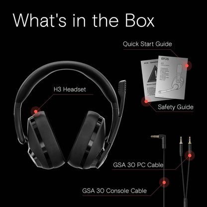 EPOS H3 Closed Acoustic Gaming Headset with Noise-Cancelling Microphone - Plug & Play Audio - Around the Ear - Adjustable, Ergonomic - for PC, Mac, PS4, PS5, Switch, Xbox - Onyx Black