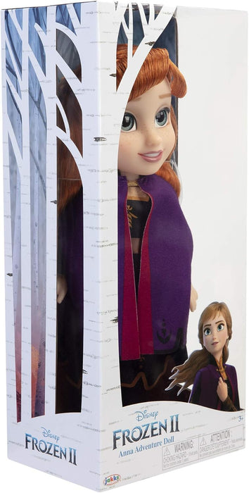 Disney Frozen 2 Anna Travel Doll – 14” / 35cm Tall Articulated Doll Dressed in Iconic Fashion Dress, Violet Cape and Has Long Flowing Hair for Extra Play, For Girls Aged 3+