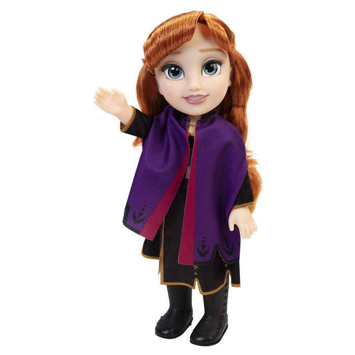 Disney Frozen 2 Anna Travel Doll – 14” / 35cm Tall Articulated Doll Dressed in Iconic Fashion Dress, Violet Cape and Has Long Flowing Hair for Extra Play, For Girls Aged 3+