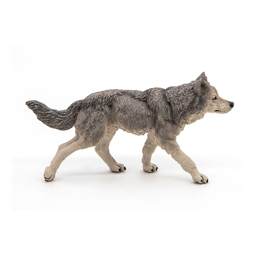PAPO Wild Animal Kingdom Grey Wolf Toy Figure, Grey (53012)