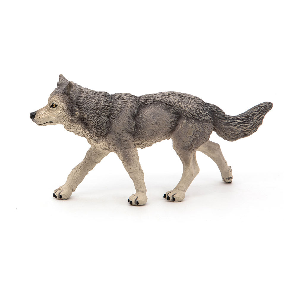 PAPO Wild Animal Kingdom Grey Wolf Toy Figure, Grey (53012)
