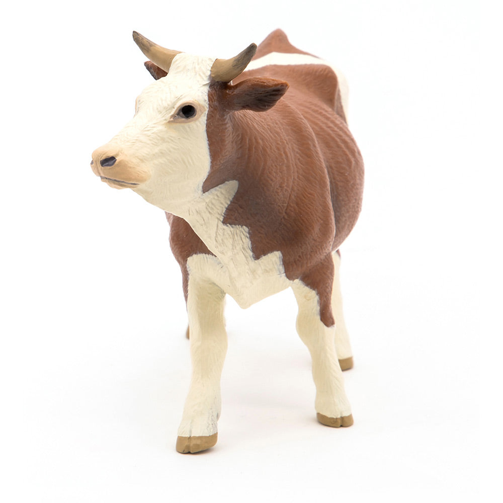 PAPO Farmyard Friends Simmental Cow Toy Figure, Brown/White (51133)