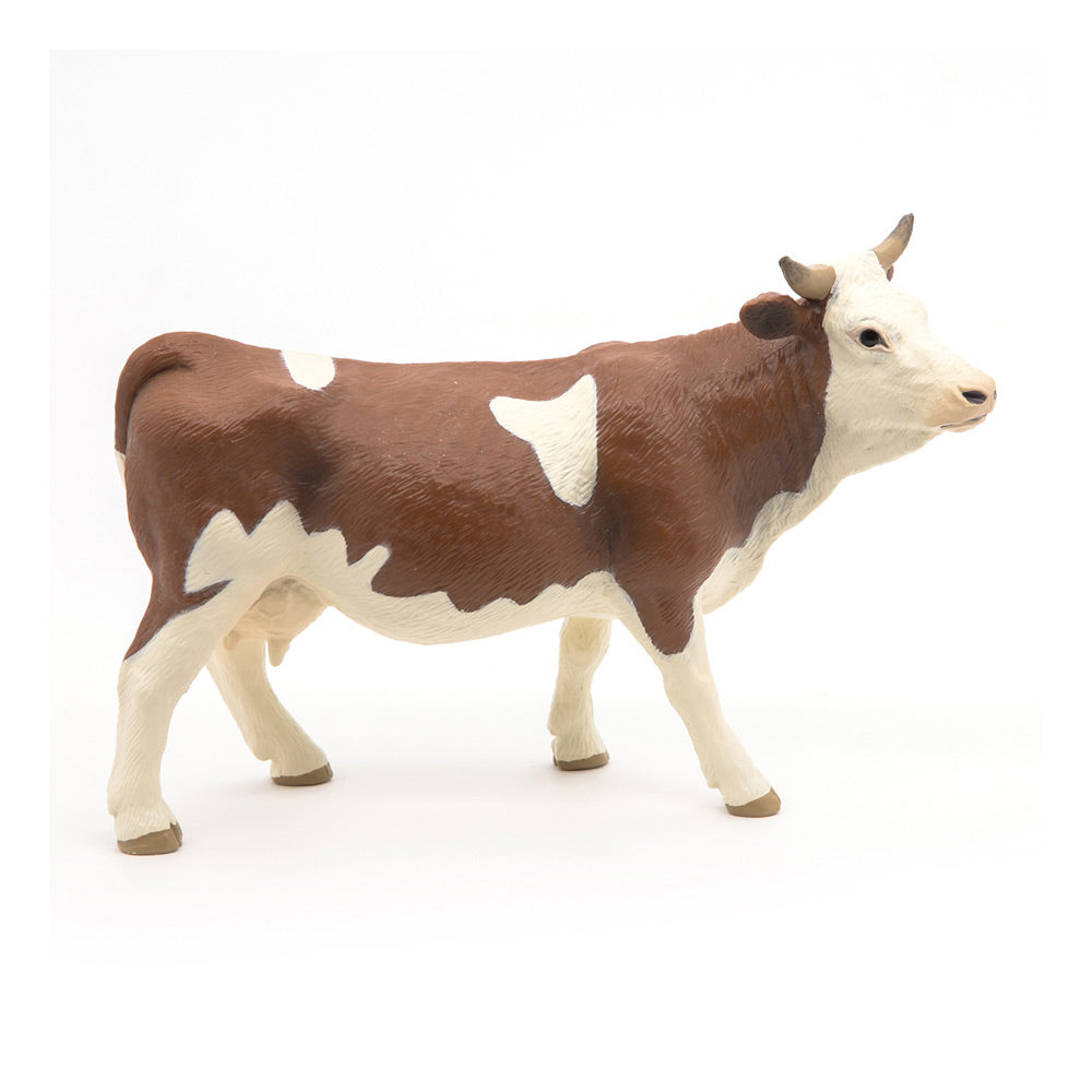 PAPO Farmyard Friends Simmental Cow Toy Figure, Brown/White (51133)