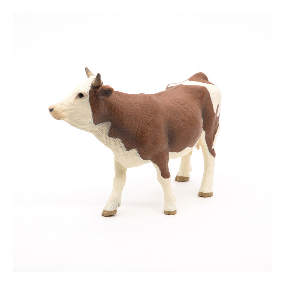 PAPO Farmyard Friends Simmental Cow Toy Figure, Brown/White (51133)