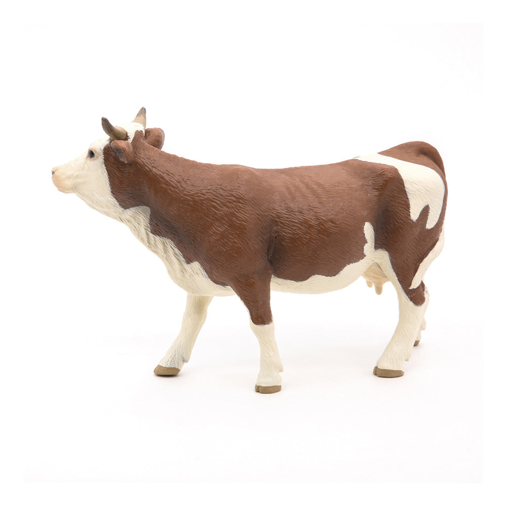 PAPO Farmyard Friends Simmental Cow Toy Figure, Brown/White (51133)