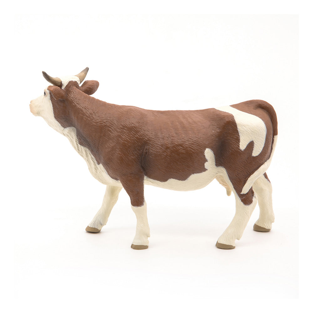 PAPO Farmyard Friends Simmental Cow Toy Figure, Brown/White (51133)