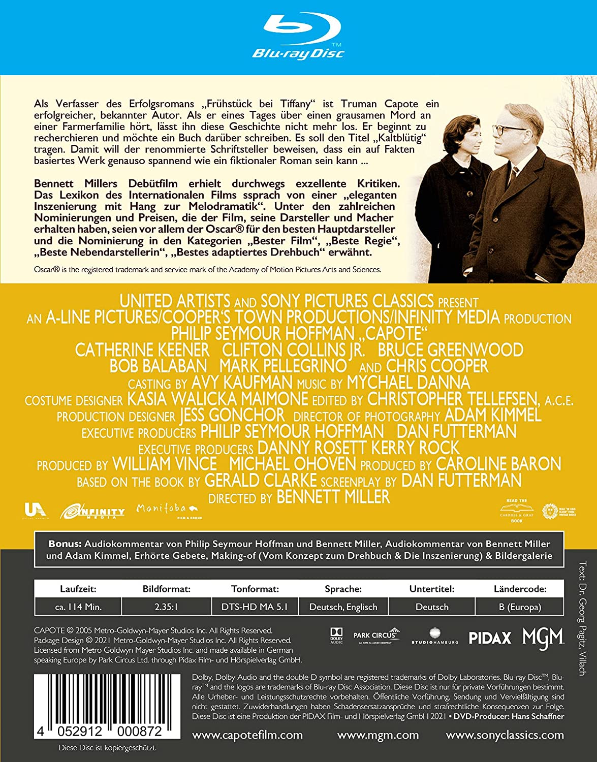 Capote - Remastered Edition / Brillante Filmbiografie über Erfolgsautor Truman Capote mit Philip Seymour Hoffman (Pidax Historien-Klassiker) (Blu-ray