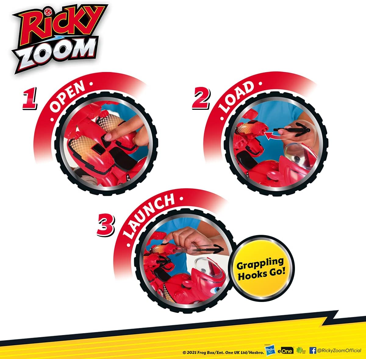 Ricky Zoom T20121EN Lightning Rescue Ricky, Action Figure, Wheeling, Large 9-Inch Motorcycle Lights, Free Standing Kids Motorbike Toys for Boys and Girls 3 Year +, red