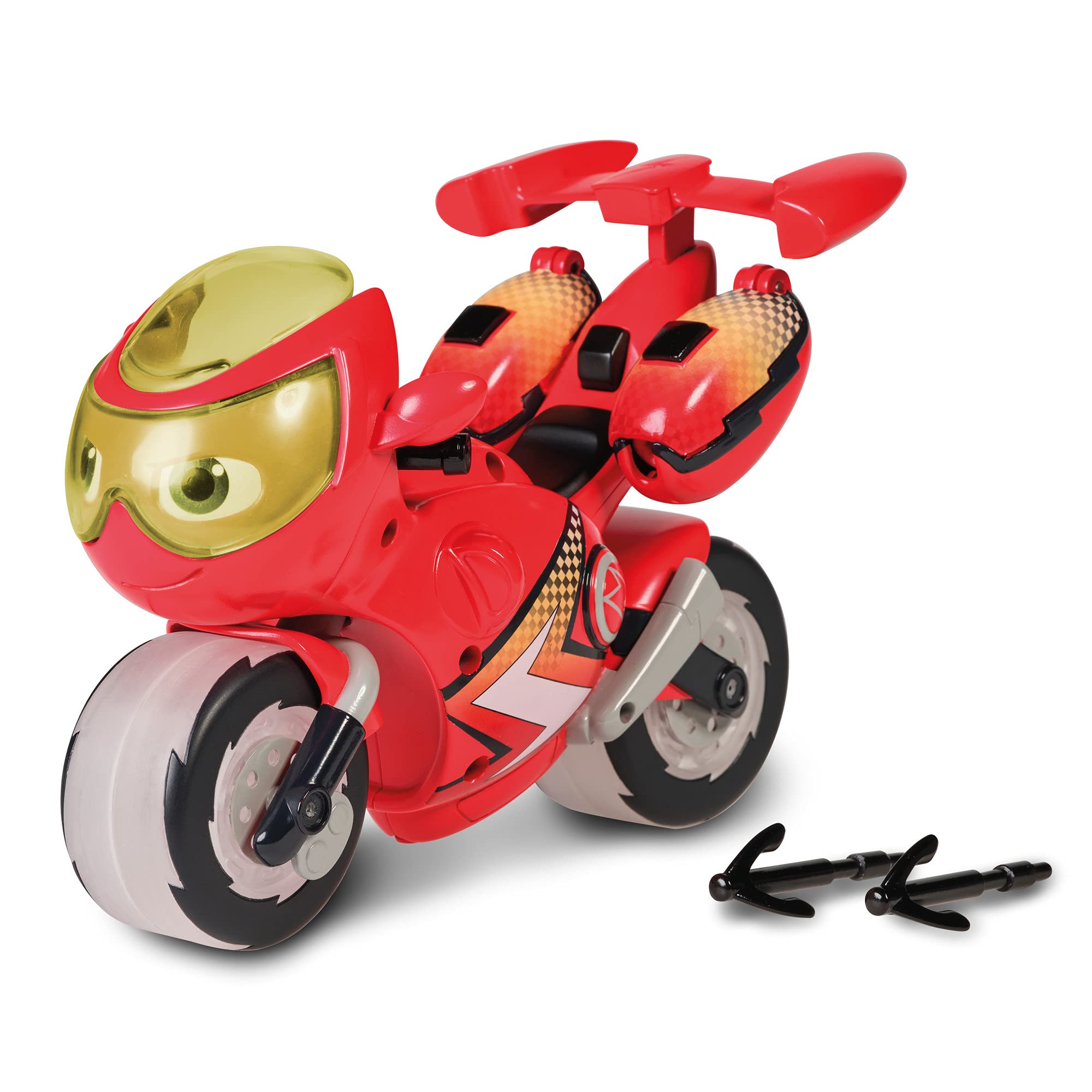 Ricky Zoom T20121EN Lightning Rescue Ricky, Action Figure, Wheeling, Large 9-Inch Motorcycle Lights, Free Standing Kids Motorbike Toys for Boys and Girls 3 Year +, red