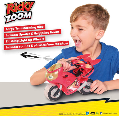 Ricky Zoom T20121EN Lightning Rescue Ricky, Action Figure, Wheeling, Large 9-Inch Motorcycle Lights, Free Standing Kids Motorbike Toys for Boys and Girls 3 Year +, red