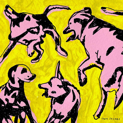 Pink Dogs On the Green Grass