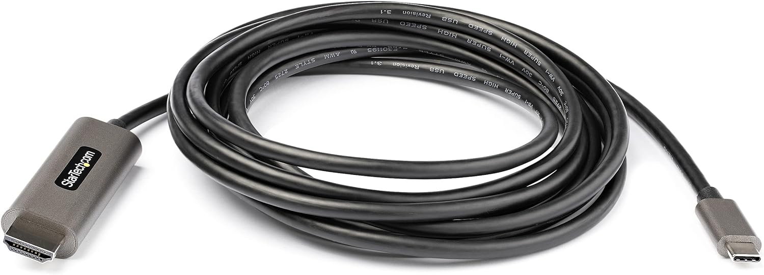 StarTech.com 10ft (3m) USB C to HDMI Cable 4K 60Hz w/HDR10 - Ultra HD USB Type-C to 4K HDMI 2.0b Video Adapter Cable - USB-C to HDMI HDR Monitor/Display Converter - DP 1.4 Alt Mode HBR3 (CDP2HDMM3MH
