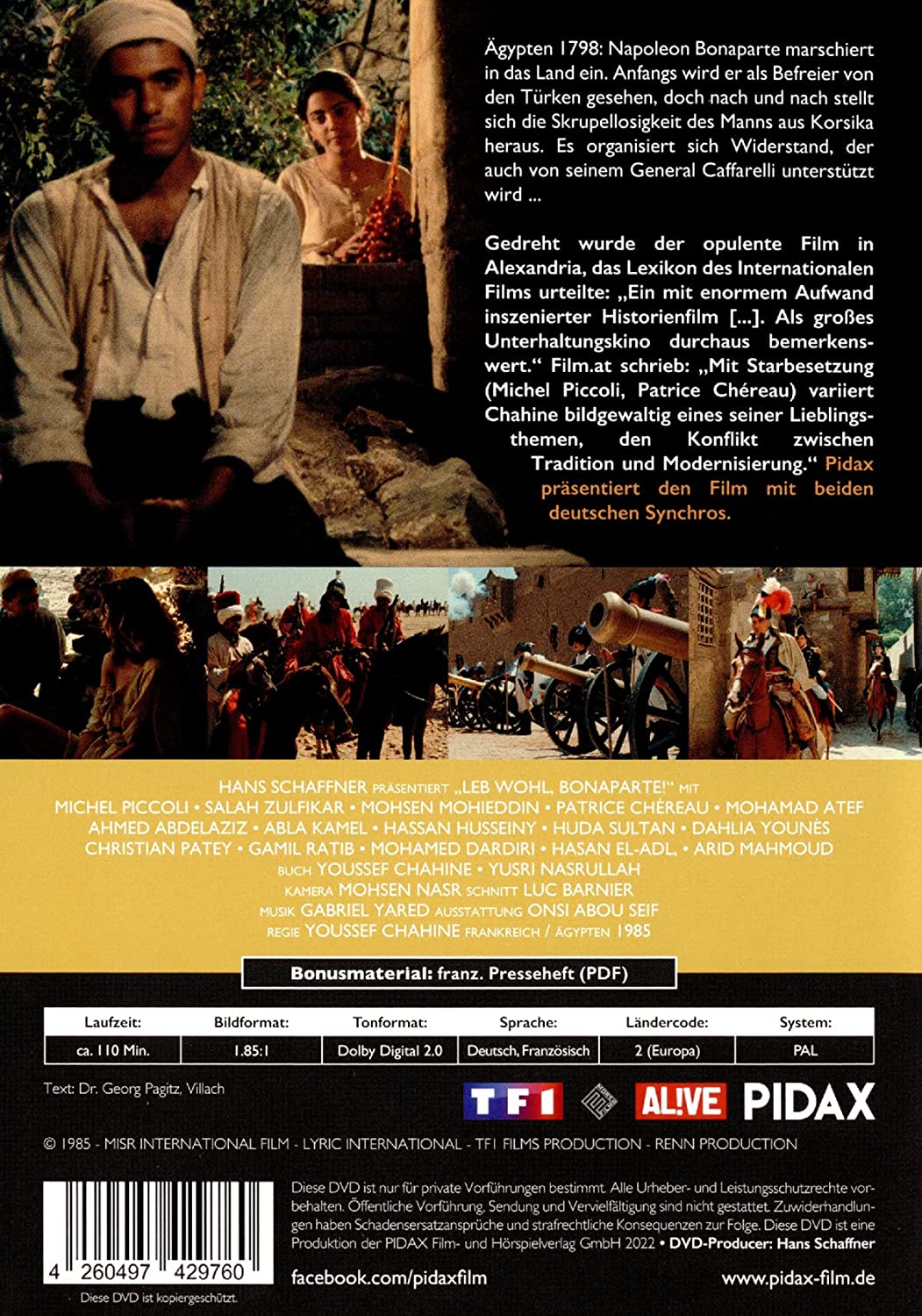 Leb wohl, Bonaparte! (Adieu Bonaparte) / Opulenter Historienfilm über die Ägypten-Expedition Napoleon Bonapartes (Pidax Historien-Klassiker