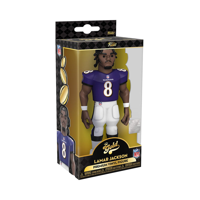 Funko Gold 5" NFL: Ravens - Lamar Jackson - 1/6 Odds for Rare Chase Variant - Collectable Vinyl Action Figure - Birthday Gift Idea - Official Merchandise - Ideal Toy for Sports Fans and Display