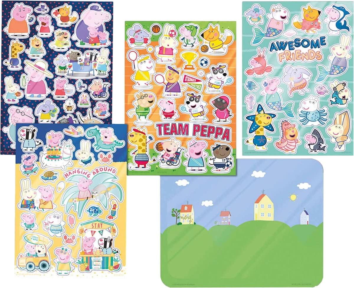 Totum 360129 Peppa Pig Window Stickers with Over 50 Reusable Stickers and a Landscape Scene, Colourful, DIN A 5