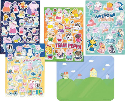 Totum 360129 Peppa Pig Window Stickers with Over 50 Reusable Stickers and a Landscape Scene, Colourful, DIN A 5