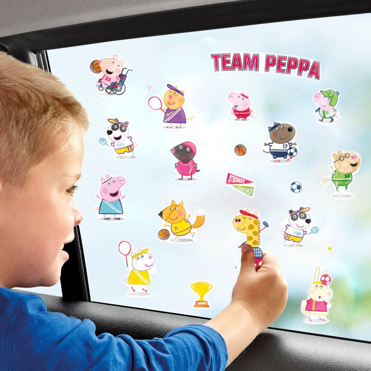 Totum 360129 Peppa Pig Window Stickers with Over 50 Reusable Stickers and a Landscape Scene, Colourful, DIN A 5
