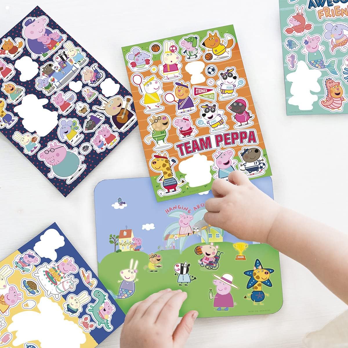 Totum 360129 Peppa Pig Window Stickers with Over 50 Reusable Stickers and a Landscape Scene, Colourful, DIN A 5