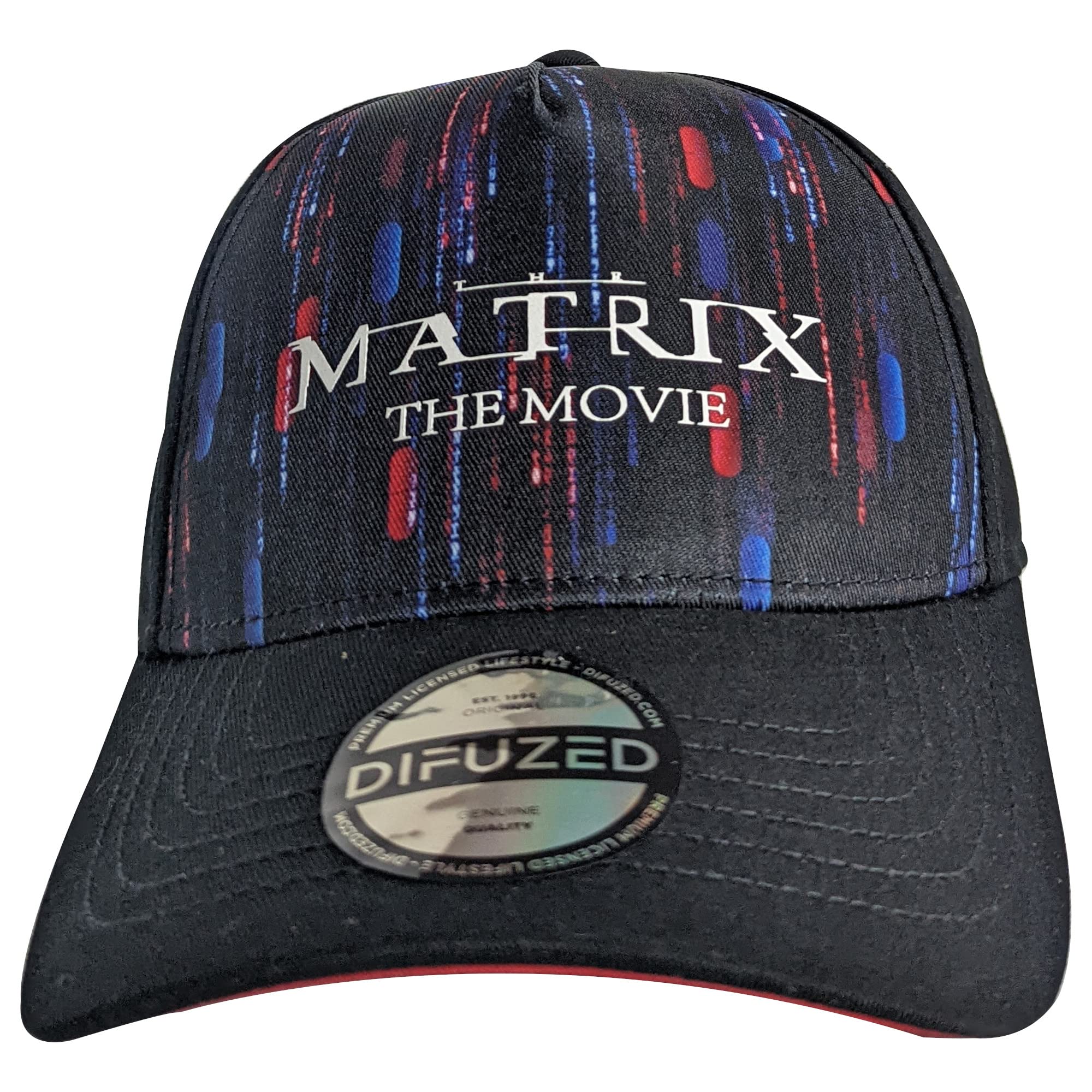 Warner Bros The Matrix Resurrections Red and Blue Pill Poster Logo Adjustable Baseball Cap, Multi-Colour (BA612807MTX