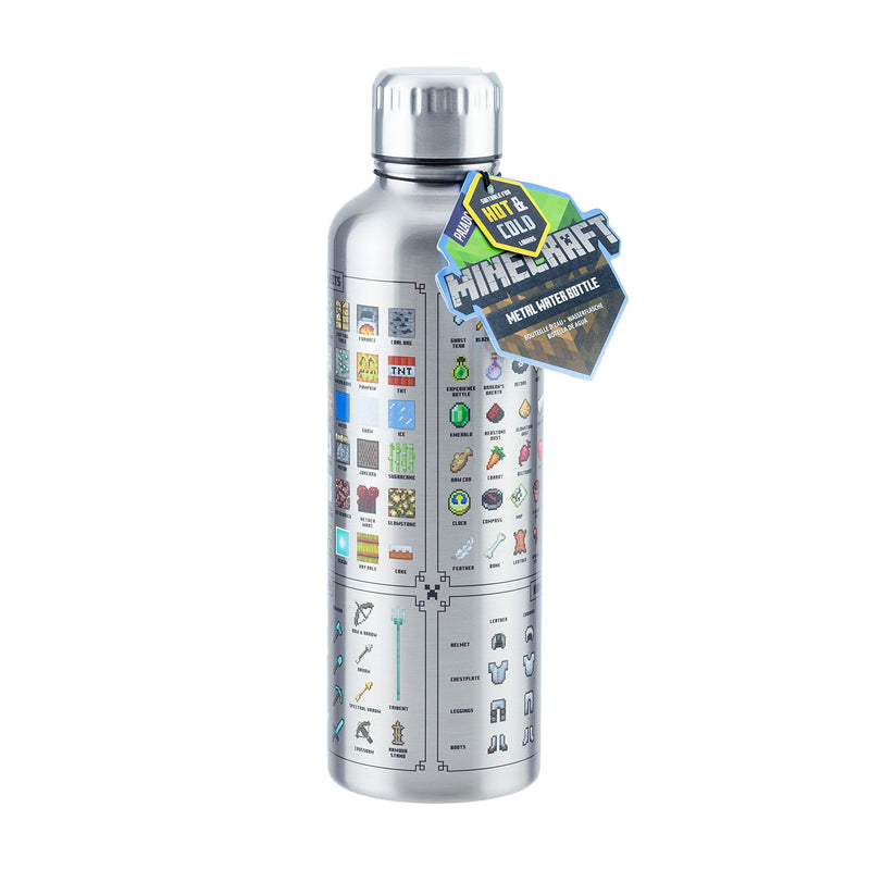 Paladone Minecraft metal water bottle, officially licensed gaming merchandise, 16 Ounce