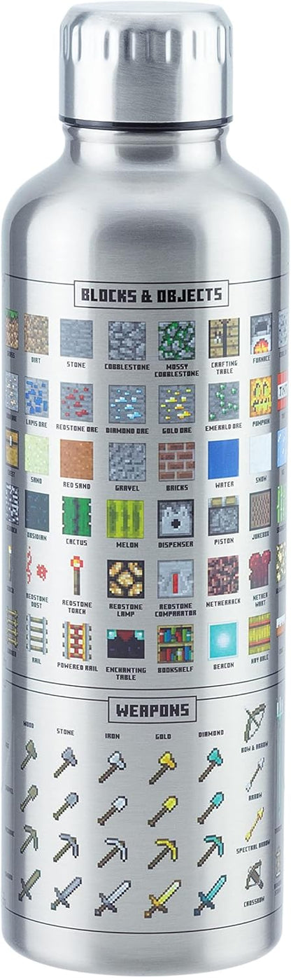 Paladone Minecraft metal water bottle, officially licensed gaming merchandise, 16 Ounce