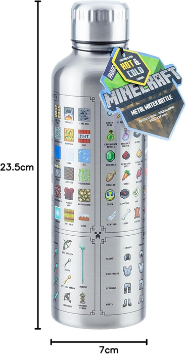 Paladone Minecraft metal water bottle, officially licensed gaming merchandise, 16 Ounce
